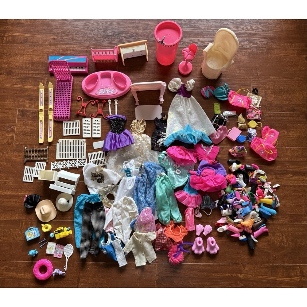 Vintage Barbie Clothing, Furniture, Shoes, And Accessories Lot READ